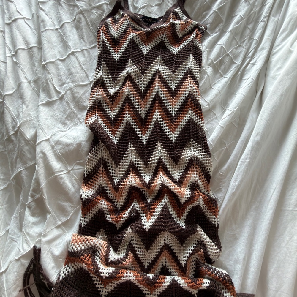 Almost Famous Brown and Orange Chevron Maxi Dress